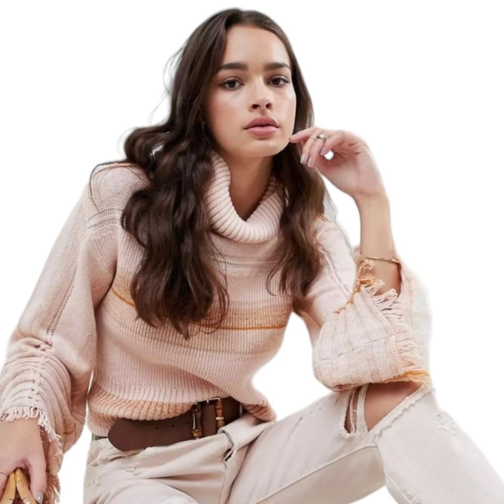 Free People Pink Cowl Neck Sweater